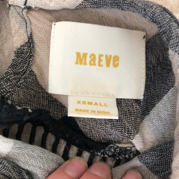 Maeve Kimono Tunic Dress Plaid Wide Crop Sleeve XS - Picture 5 of 8